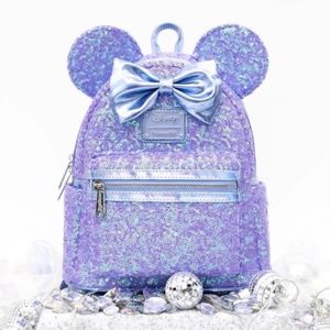 NWT Loungefly Disney Minnie Mouse Celebration Sequin Purple Mini Backpack